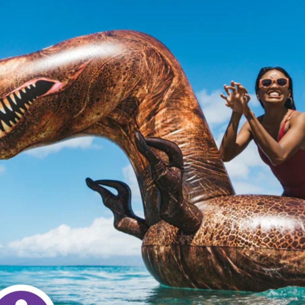 POOL CANDY Gigantic T-Rex Inflatable Beach & Pool Float Raft 120 Inches Long - Picture 7 of 7